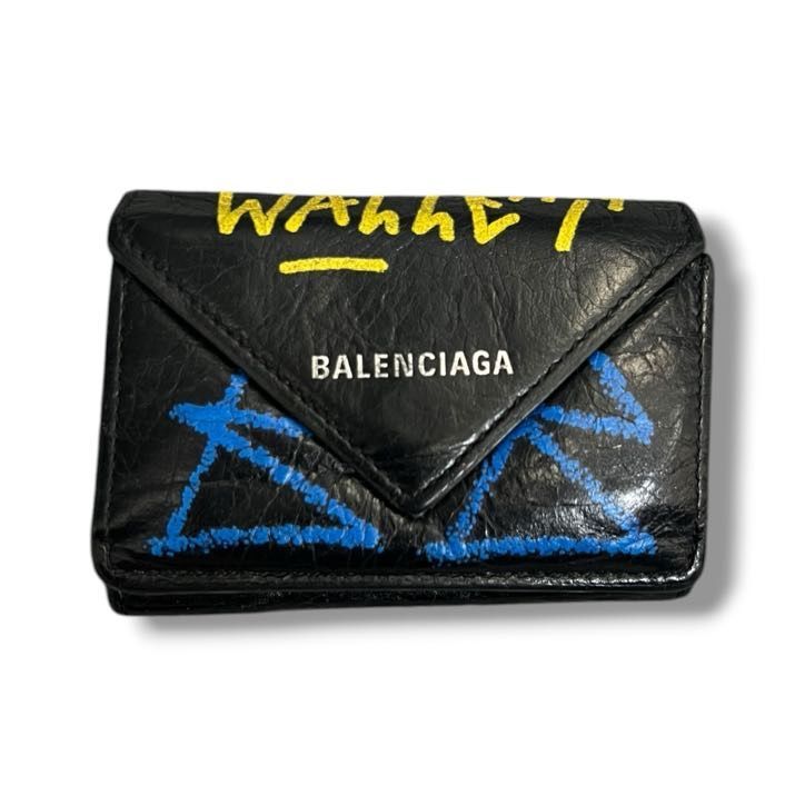 BALENCIAGA グラフィティ ペーパー ミニウォレット 三つ折り財布