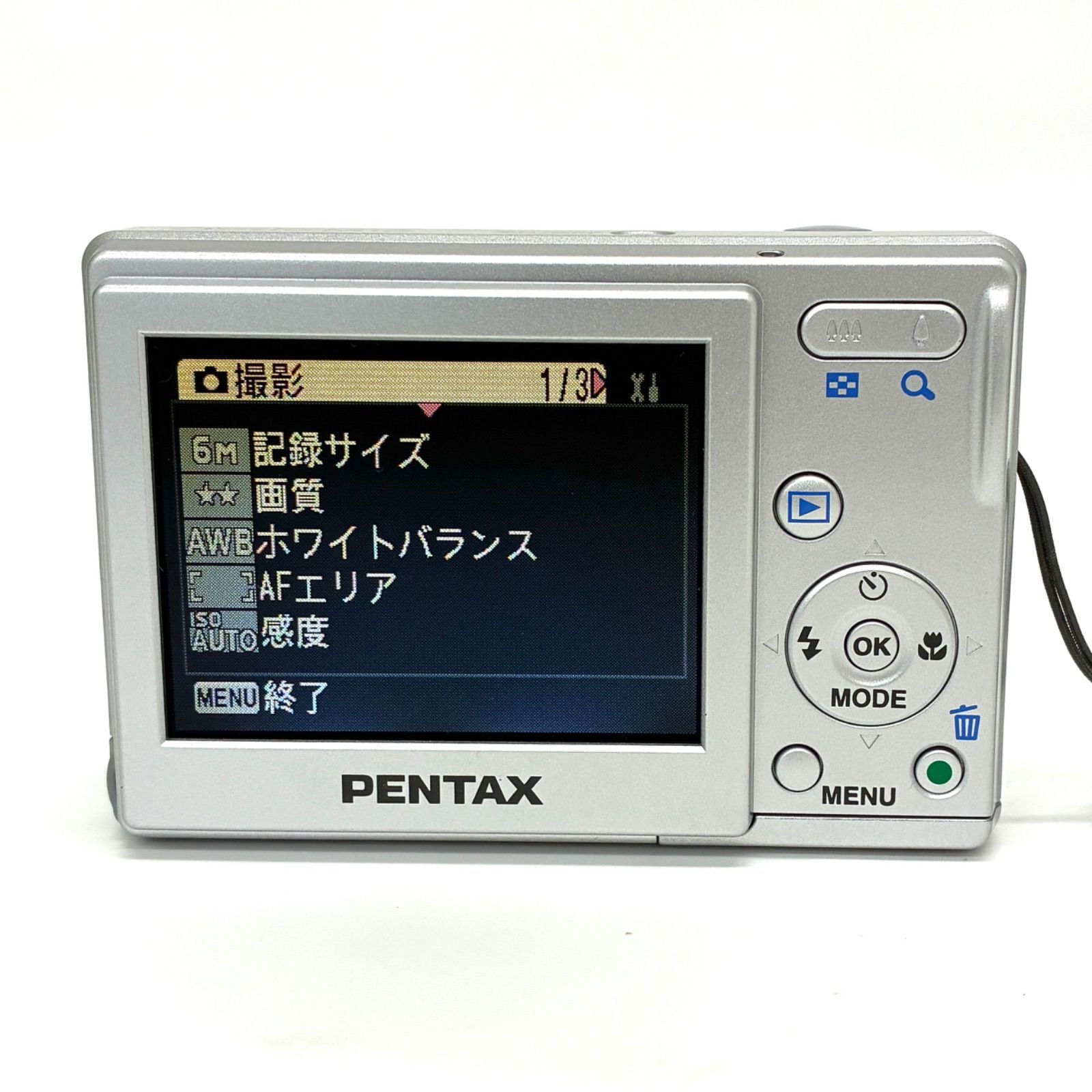 超美品 PENTAX Optio M10 動作確認済み 単三電池対応 ◇PENTAX◇ペンタックス Optio M10 コンデジ シルバー 単三電池使用