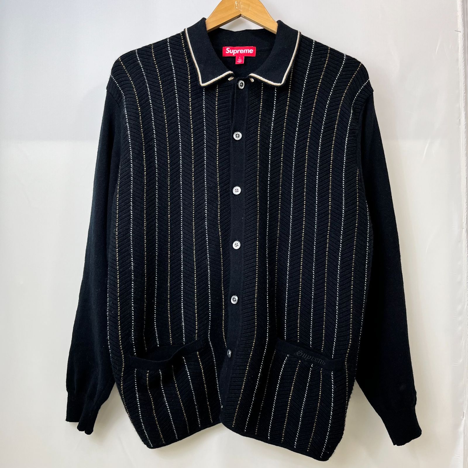 Supreme 25SS Herringbone Cardigan Navy M