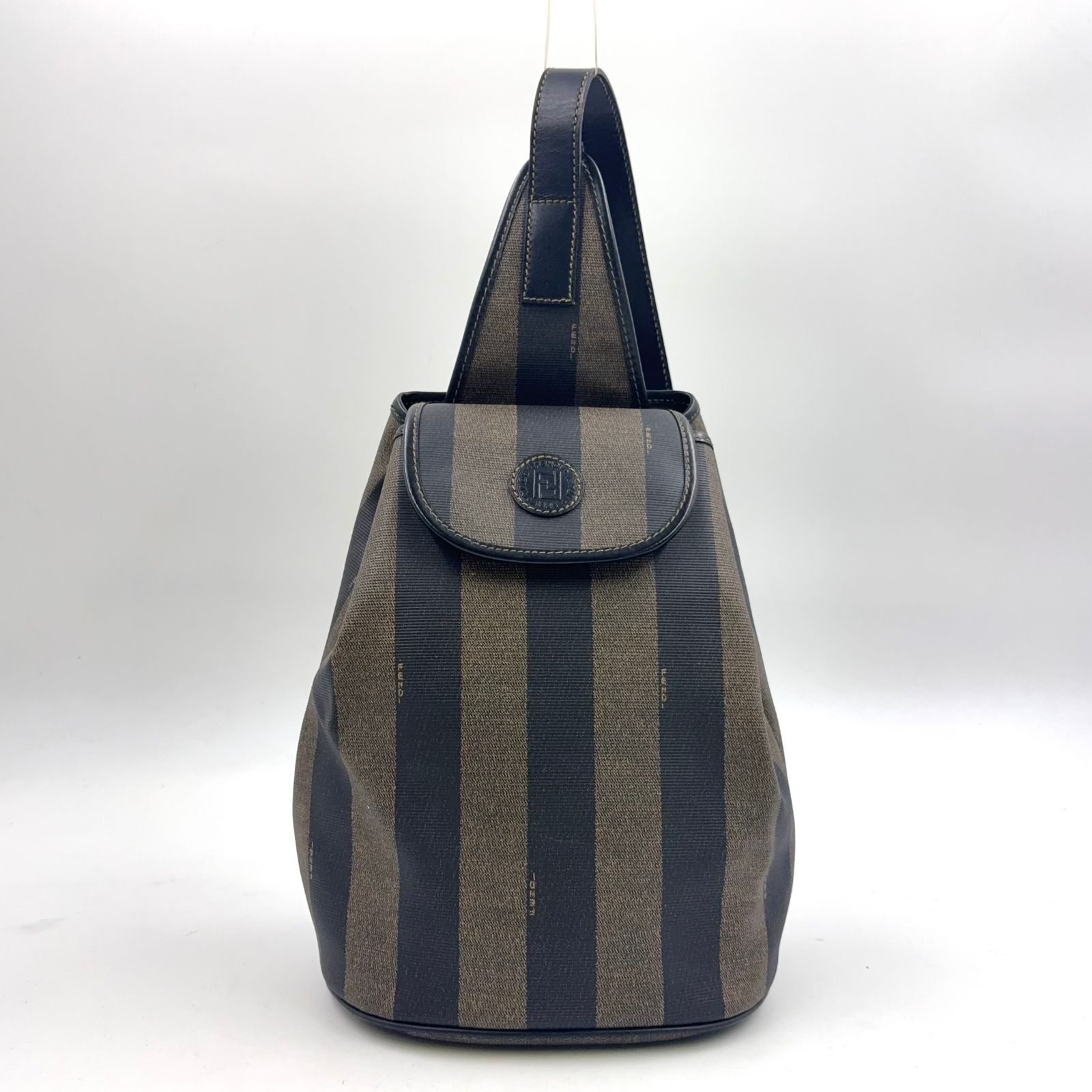 FENDI ペカン柄 PVC カーキブラウン ワンショルダーバッグ ゴールド 