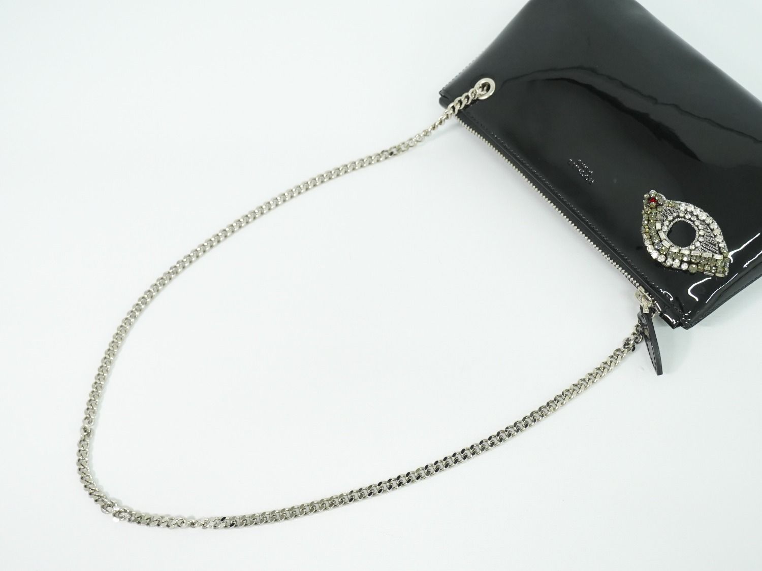本物 ロシャス ROCHAS アイ 目 モチーフ パテント レザー チェーン