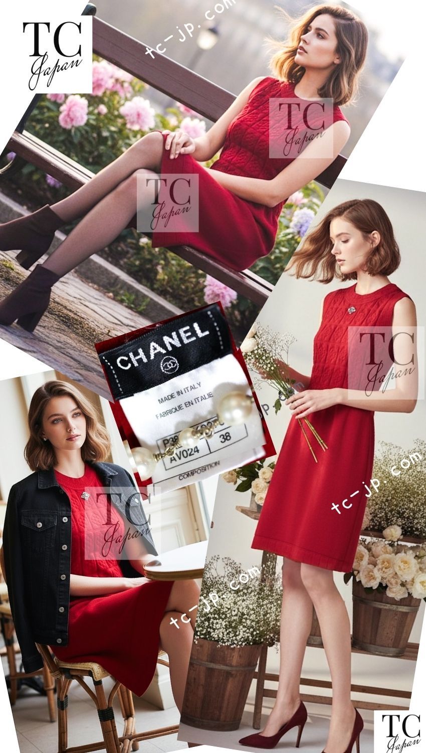 シャネル ワンピース CHANEL レッド ウール カシミヤ ニット 36万