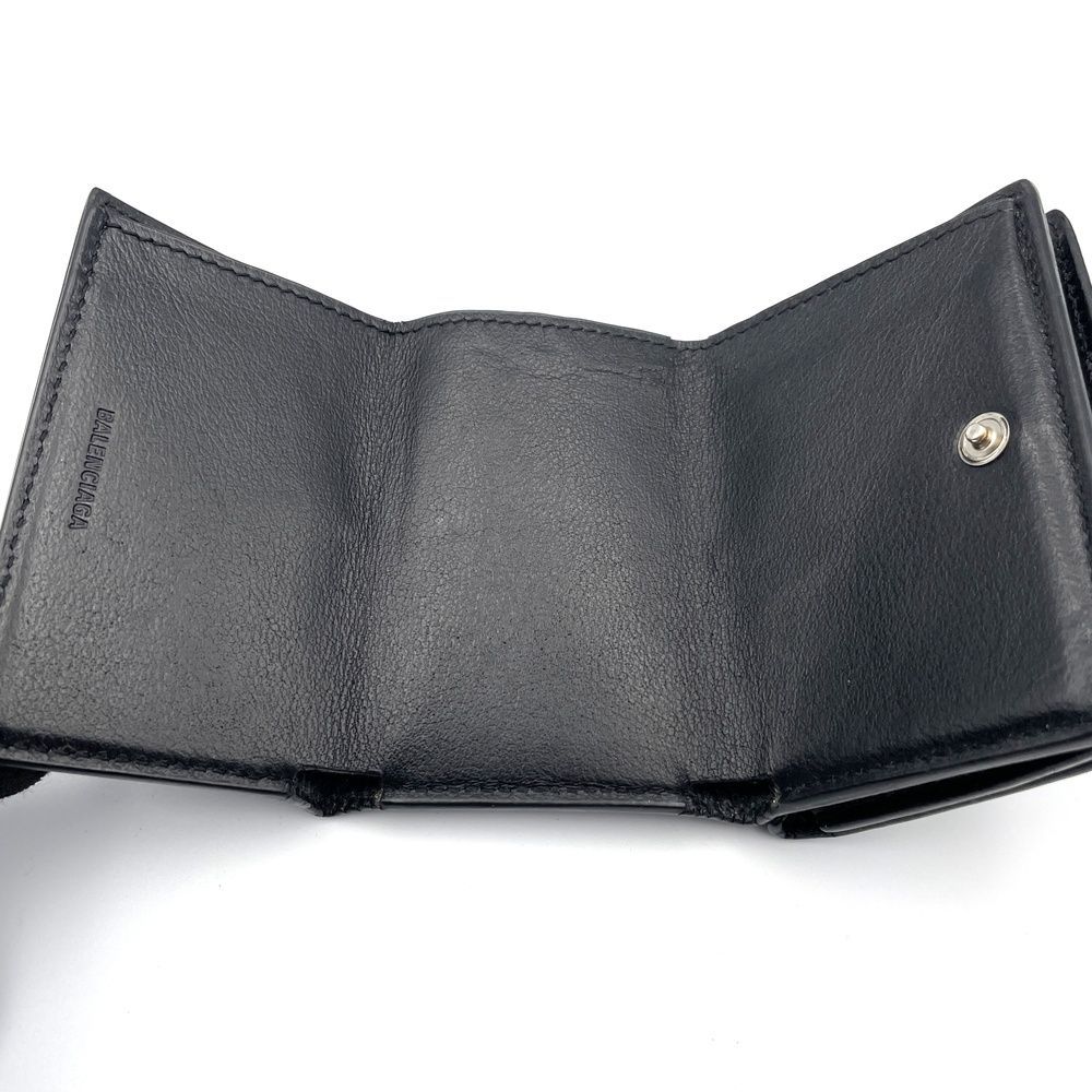 ♡美品♡バレンシアガ エブリディ キャッシュ 三つ折り財布 レザー ロゴ 黒 BALENCIAGA（バレンシアガ） ミニ財布 三つ折り財布 小銭入れ有り