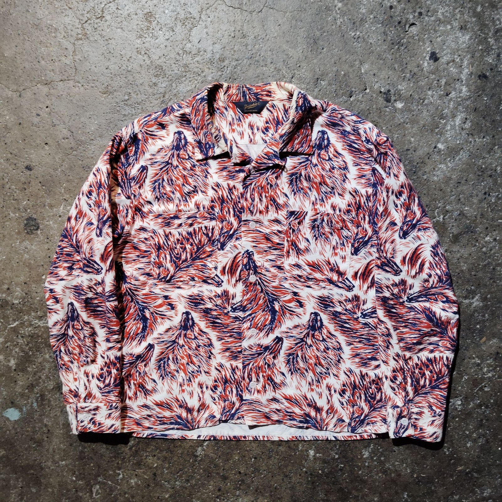 TENDERLOIN 14aw T-PRINT FLANNEL SHT WOLF L レッド テンダーロイン