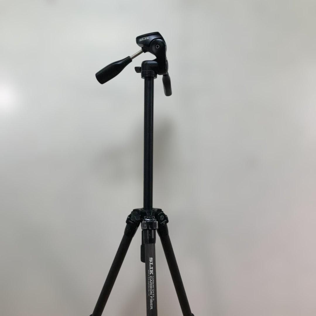 SLIK カーボン724 EX II 三脚 軽量 カーボンファイバー ケース付き 一眼レフ ミラーレス対応 撮影機材 コンパクト三脚 動作確認済　260419-5 SLIK カーボン724 EX II 三脚 軽量 カーボンファイバー ケース付き