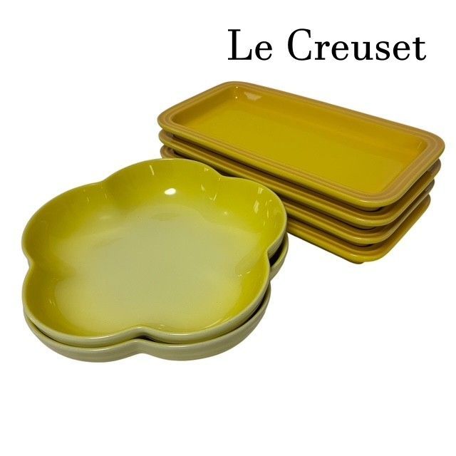 ル・クルーゼ Le Creuset プレートセット 長方形皿4枚 フラワー ル・クルーゼ Le Creuset プレートセット 長方形皿4枚 フラワー