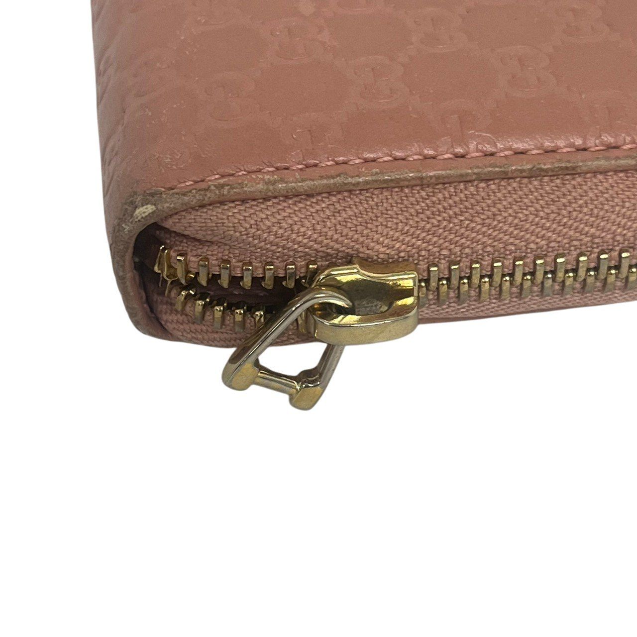 GUCCI/グッチ/マイクログッチシマレザー/ラウンドジップ長財布/ピンク