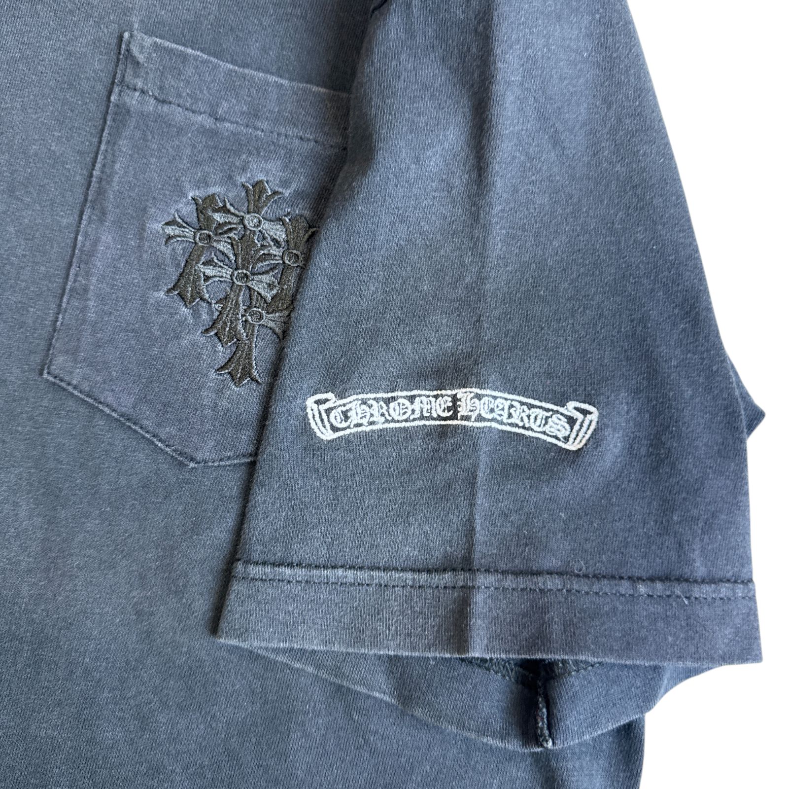 90s OLD CHROME HEARTS 刺繍 セメタリークロス スクロールラベル