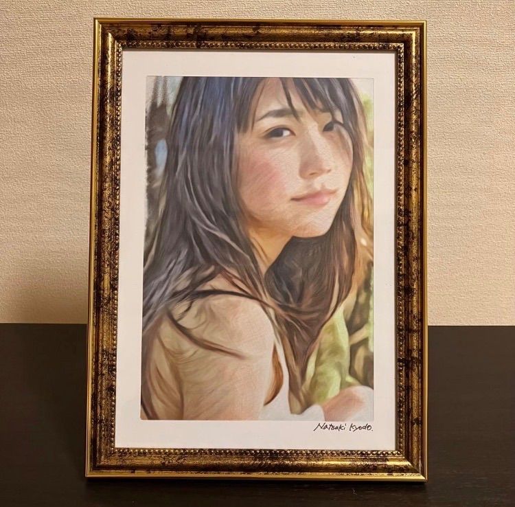 女優画②額装品 額縁寸法33cm×24cm パステル、水彩、色鉛筆画 - メルカリ