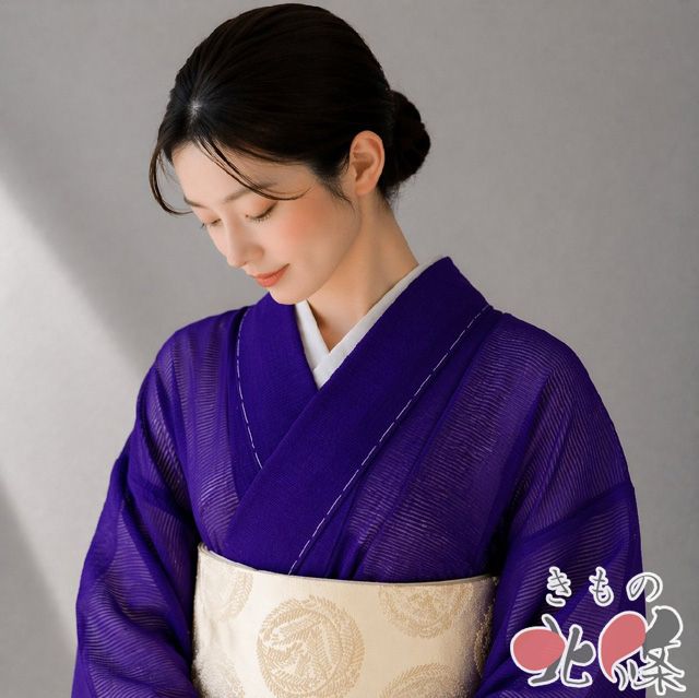 夏物 色無地 夏着物 着物 未使用 正絹 絽 フォーマル 紋付き 紫色 身丈159cm 裄63.5cm M きもの北條 A1350-11 夏物 色無地 夏着物 着物 未使用 正絹 絽 フォーマル 紋付き 紫色 身丈