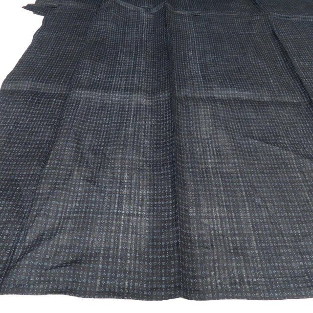 夏物 宮古上布 夏着物 着物 中古 苧麻 カジュアル 素材 材料 幾何学模様 濃紺色 身丈144.5cm 裄60cm SA きもの北條 A1350-6 夏物 宮古上布 夏着物 着物 中古 苧麻 カジュアル 素材 材料 幾何学