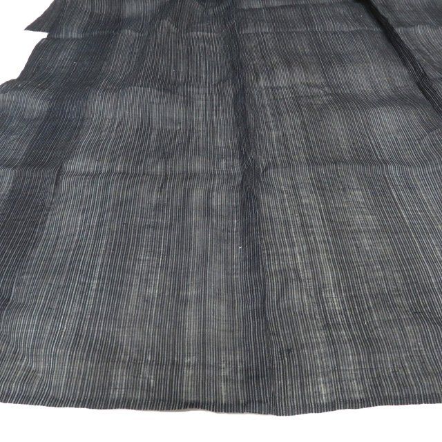 夏物 宮古上布 夏着物 着物 中古 苧麻 カジュアル 素材 材料 縦縞模様 ストライプ 黒色 身丈139cm 裄65cm SA きもの北條 A1350-1 夏物 宮古上布 夏着物 着物 中古 苧麻 カジュアル 素材 材料 縦縞模様