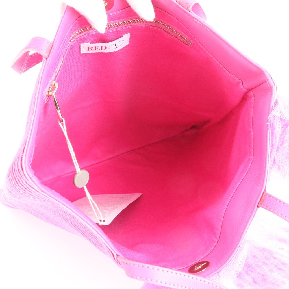 レディース RED VALENTINO ピンク リボン レザー ショルダーバッグ