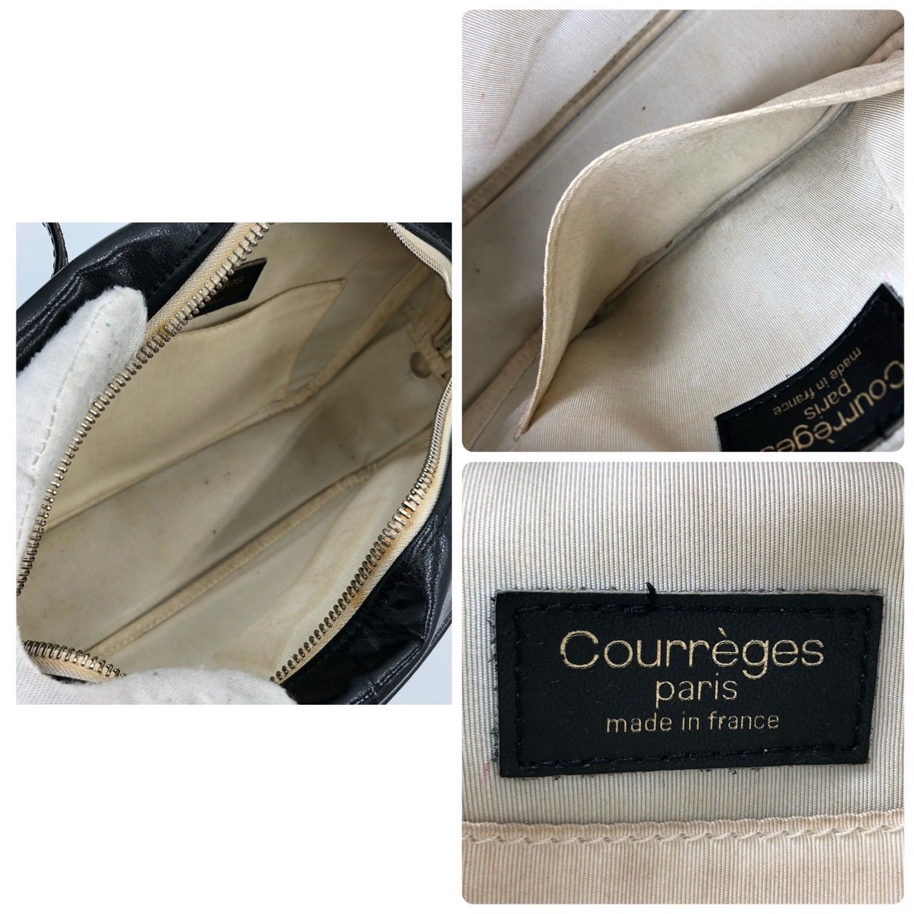 クレージュ Courreges ショルダーバッグ ブラック 黒 レザー ロゴ 