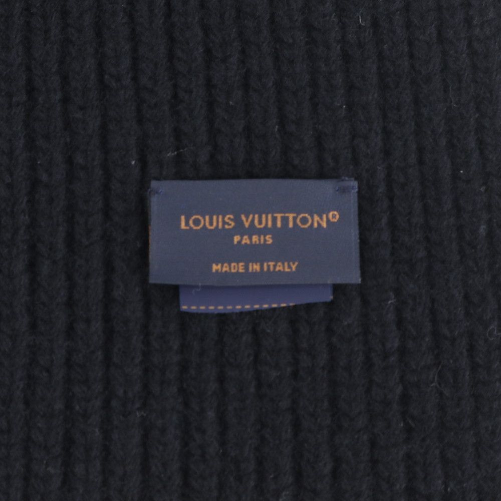 美品 ルイヴィトン タグ付 エシャルプ LV ヘッドライン M77928 マフラー ストール ブラック 黒 メンズ REE DV38-4 美品 ルイヴィトン タグ付 エシャルプ LV ヘッドライン M77928