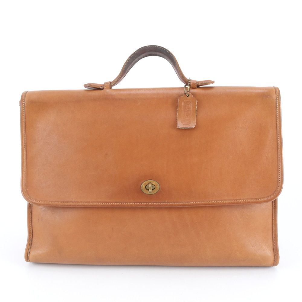 Old Coach Leather Turn Lock Business Bag Document Bag Briefcase Tote Commuter Brown A4 Mens RWE DV63-6 [Used]