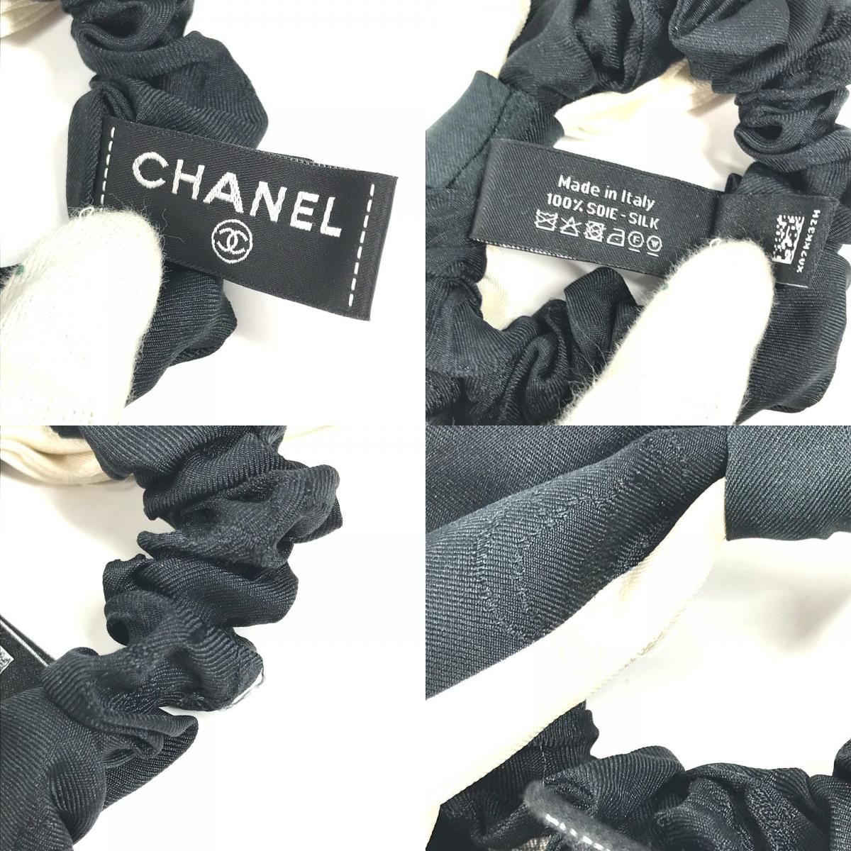 シャネル CHANEL CC ココマーク ロゴ りぼん リボン AA7530 ヴィンテージ ヘアアクセサリー ヘアゴム シュシュ シルク ブラック CHANEL - シャネル CHANEL CC ココマーク ロゴ りぼん リボン AA7530