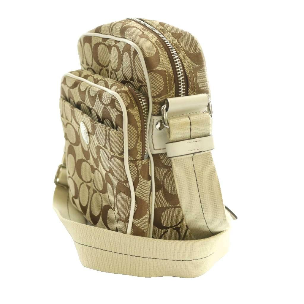 コーチ シグネチャー柄ミニショルダーバッグ キャンバス ベージュ 6451 コーチ COACH シグネチャー柄ミニショルダーバッグ キャンバス