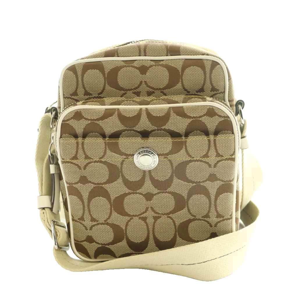 コーチ シグネチャー柄ミニショルダーバッグ キャンバス ベージュ 6451 コーチ COACH シグネチャー柄ミニショルダーバッグ キャンバス