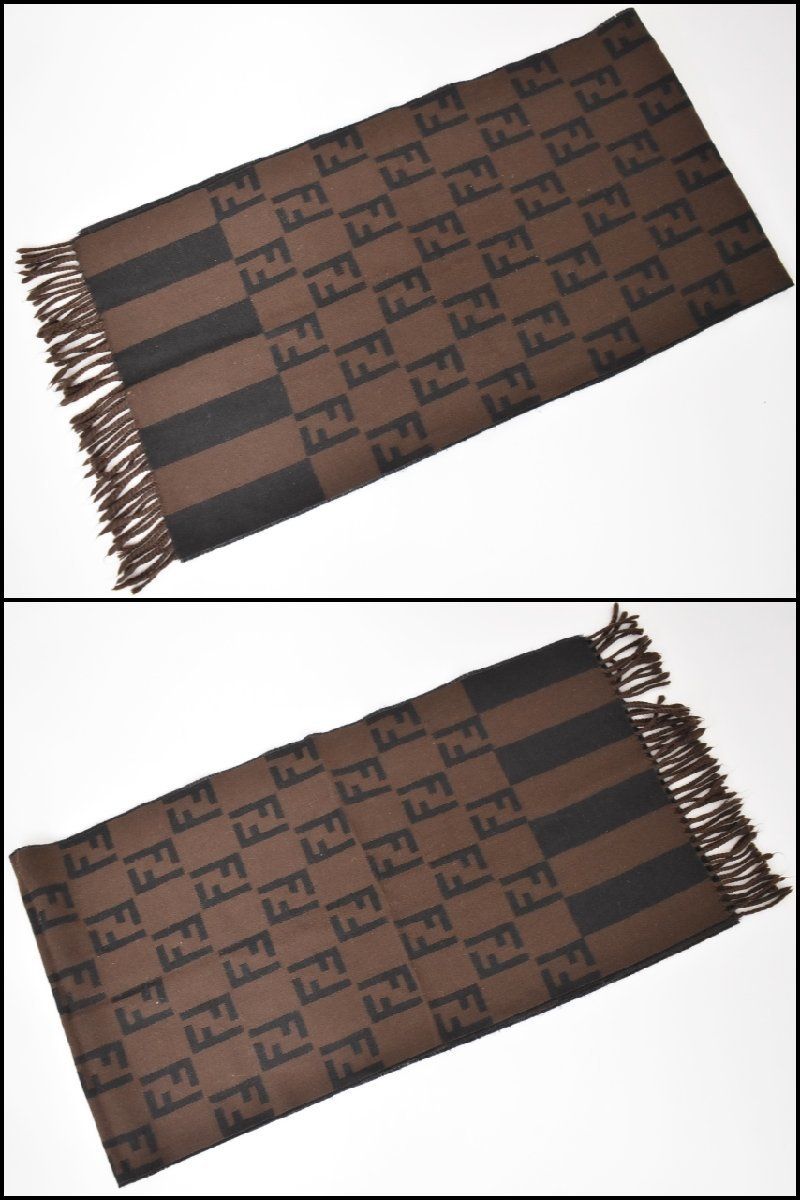 フェンディ FENDI マフラー ブラウン/ブラック ウール100％ ズッカ柄 イタリア製 2312LS231 フェンディ FENDI マフラー ブラウン/ブラック ウール100％ ズッカ柄