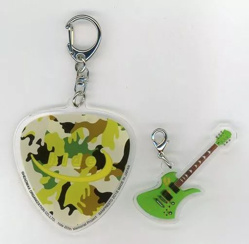 中古】キーホルダー・マスコット(男性) hide ギター×ピック型2連