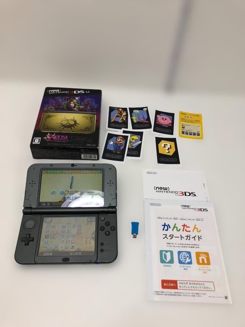 Newニンテンドー3DS LL ゼルダの伝説 ムジュラの仮面 限定モデル 本体 箱 ARカード付 動作確認済 上画面IPS液晶（純正） 任天堂 携帯ゲーム機　260419-7 Newニンテンドー3DS LL ゼルダの伝説 ムジュラの仮面 限定モデル 本体