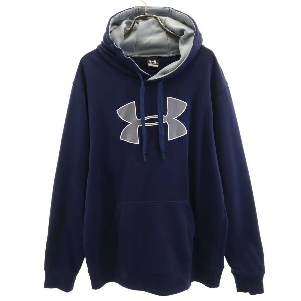 UNDER ARMOUR アンダーアーマー 長袖 スウェットパーカー XXL ネイビー プルオーバー ビックサイズ メンズ 古着