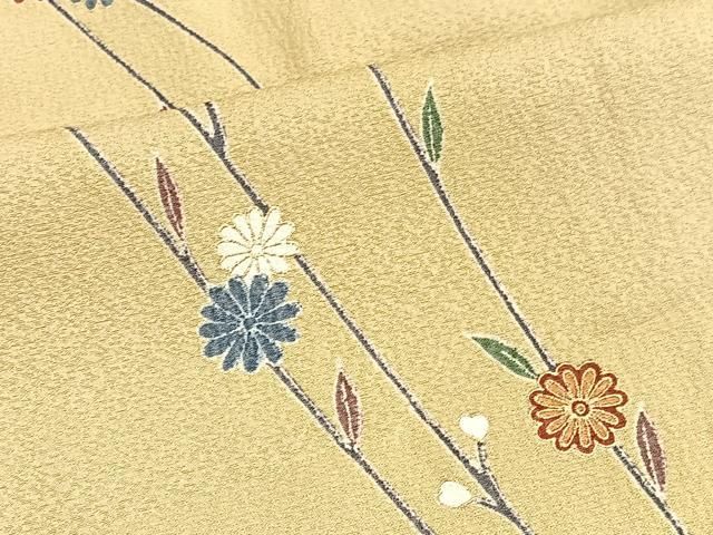 平和屋着物●沢文蔵　蝋彩庵　小紋　枝葉文　丹後ちりめん　反端付き　正絹　逸品　AABH0779fy 平和屋着物○沢文蔵 蝋彩庵 小紋 枝葉文 丹後ちりめん 反端