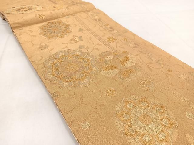 平和屋着物◎六通柄袋帯 正倉院花蝶文 金糸 正絹 逸品 BAAW8730yc