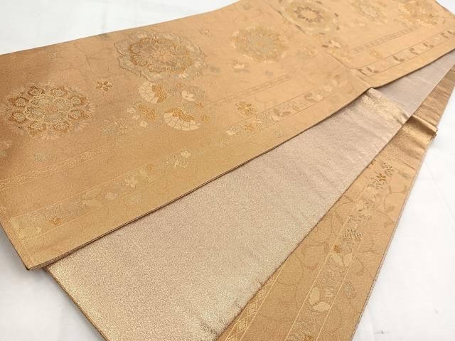 平和屋着物◎六通柄袋帯 正倉院花蝶文 金糸 正絹 逸品 BAAW8730yc