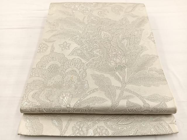 帯 平和屋着物◎西陣 六通柄袋帯 王朝華文 プラチナ箔 九百