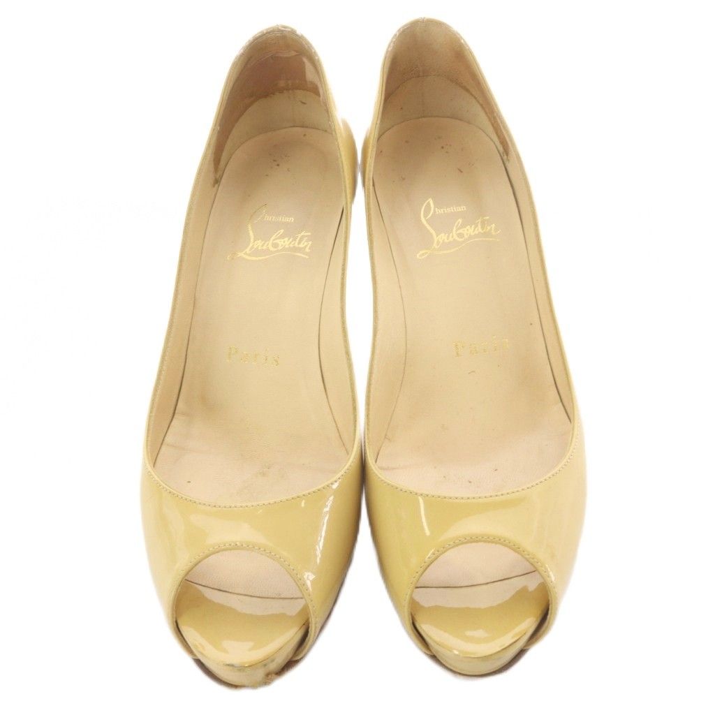 クリスチャンルブタン　パテントレザーパンプス ベージュ24㎝　37 結婚式 クリスチャンルブタン Christian louboutin パテントレザー オープン