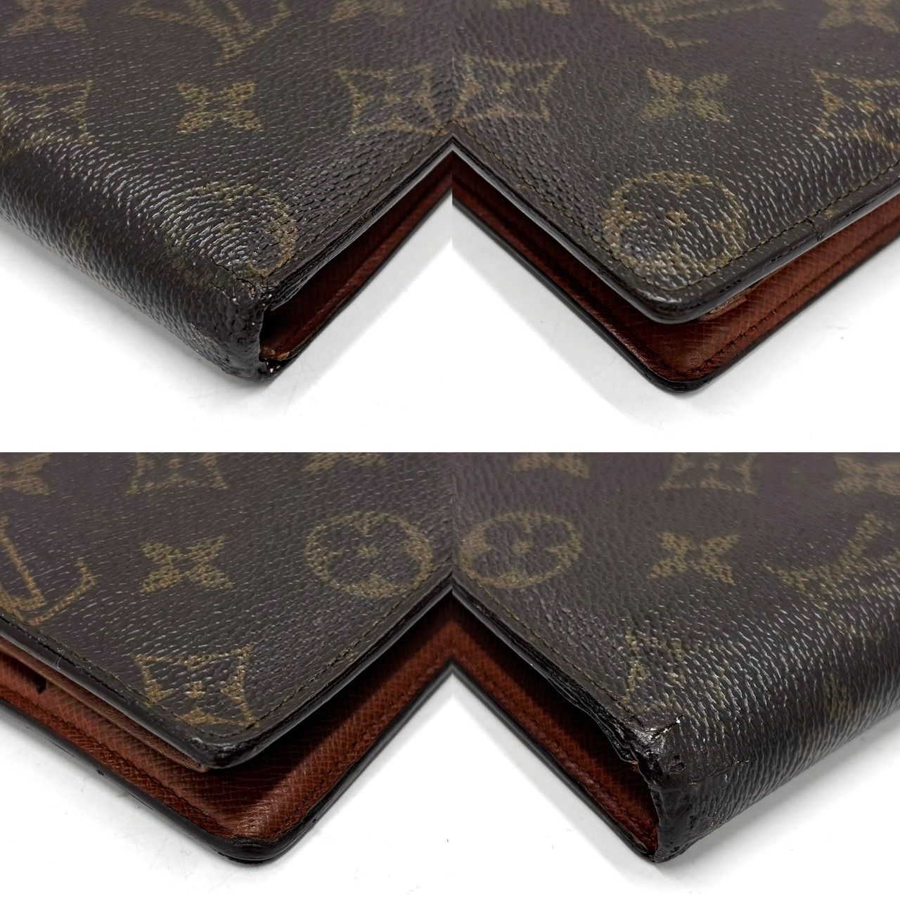 良品】LOUIS VUITTON ルイヴィトン モノグラム 2つ折り財布 ブラウン