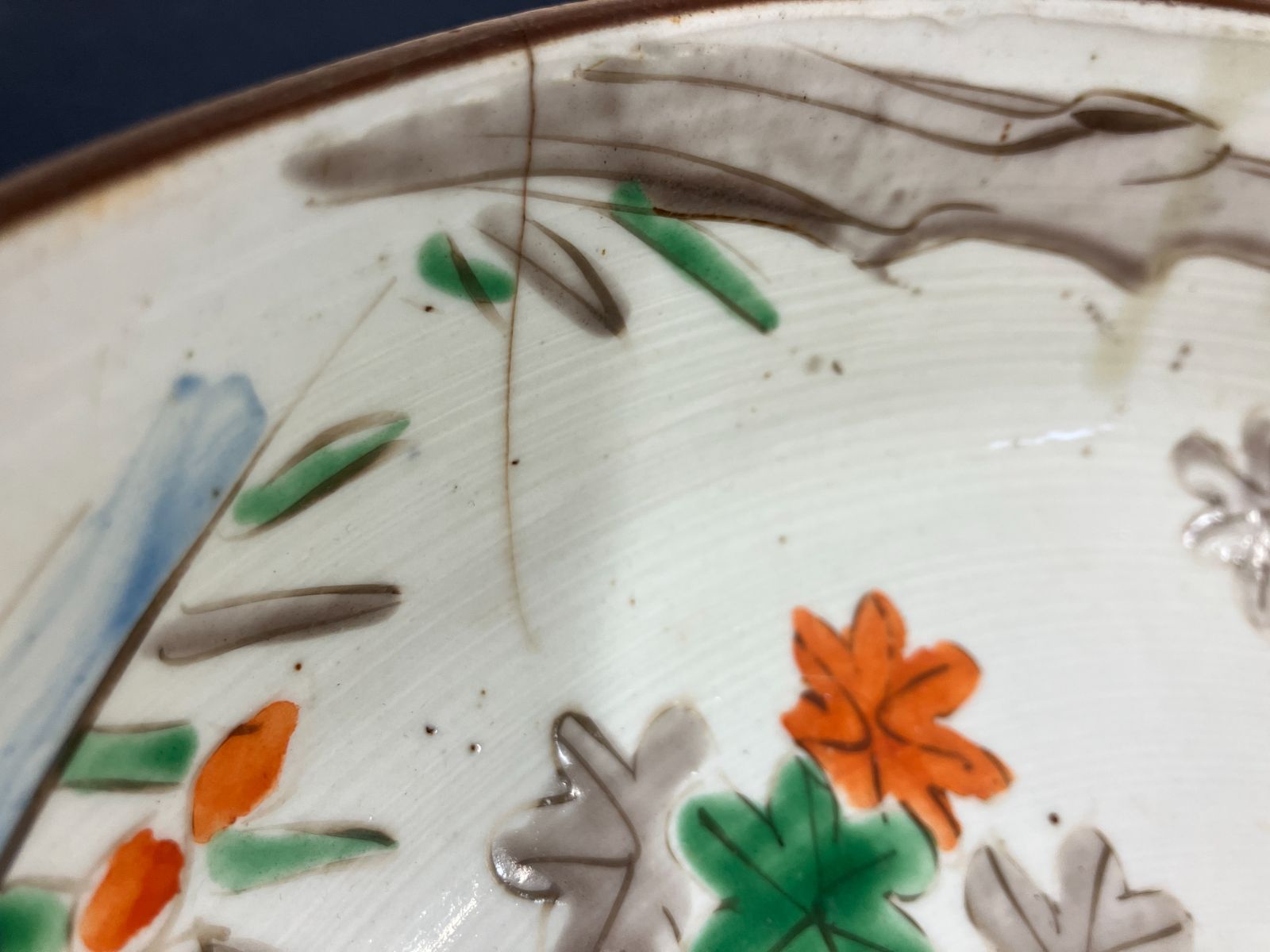 時代物/訳あり】色絵 花鳥図 大皿 浅鉢 2枚セット 古伊万里調 骨董
