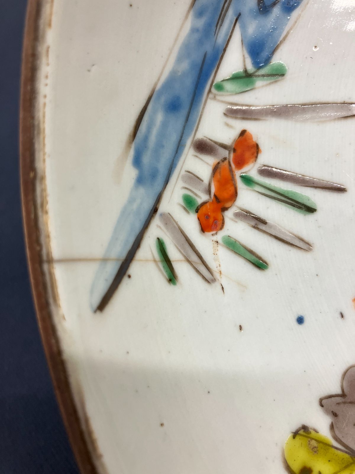 時代物/訳あり】色絵 花鳥図 大皿 浅鉢 2枚セット 古伊万里調 骨董