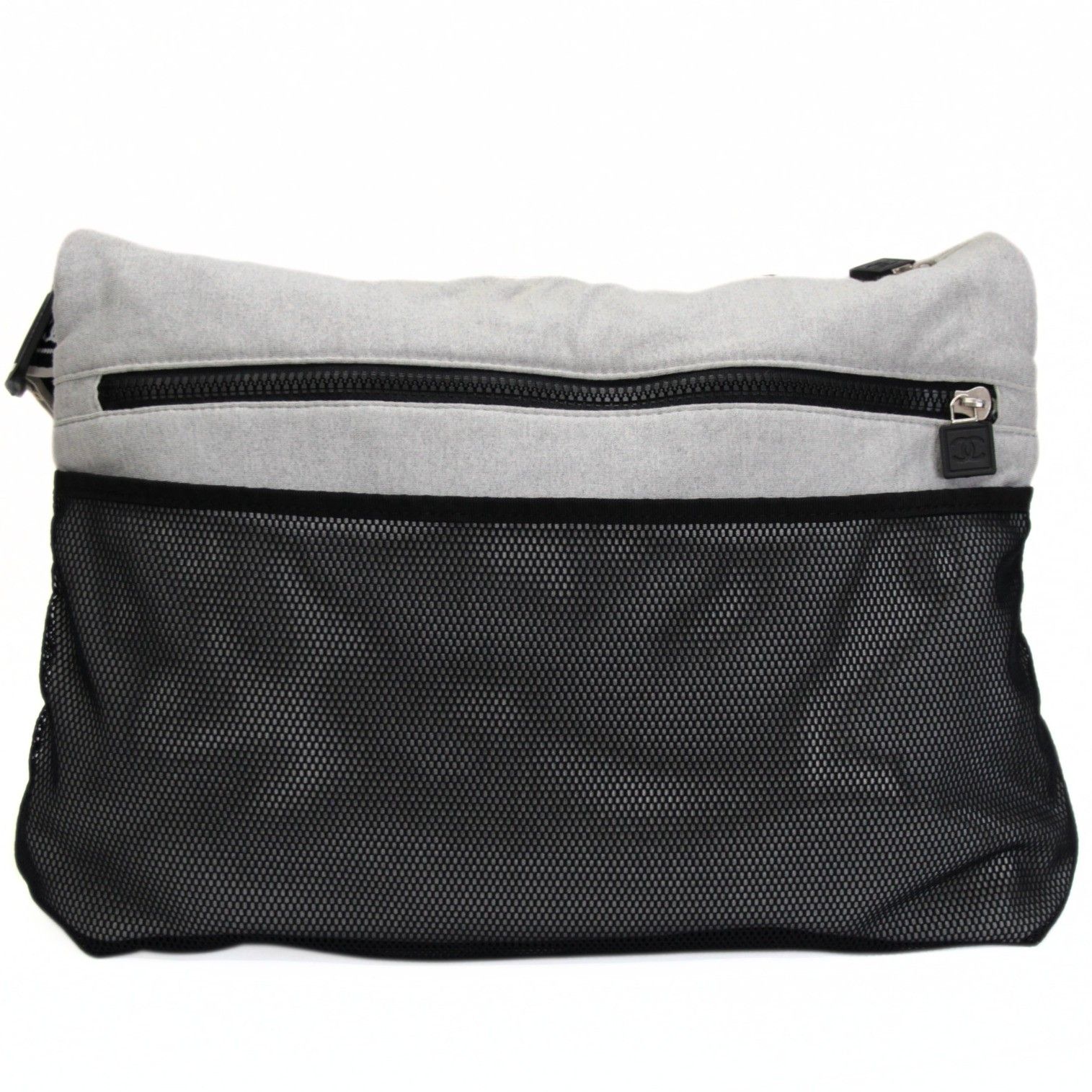 シャネル CHANEL シャネルスポーツ チョコバー メッセンジャーバッグ コットン グレー 9番台 【74405】 シャネル CHANEL シャネルスポーツ チョコバー メッセンジャーバッグ