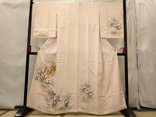 平和屋着物■訪問着　手描き　色紙飛鶴花文　暈し染め　金彩　正絹　逸品　AABI0231st 平和屋着物□訪問着 手描き 色紙飛鶴花文 暈し染め 金彩 正絹 逸品