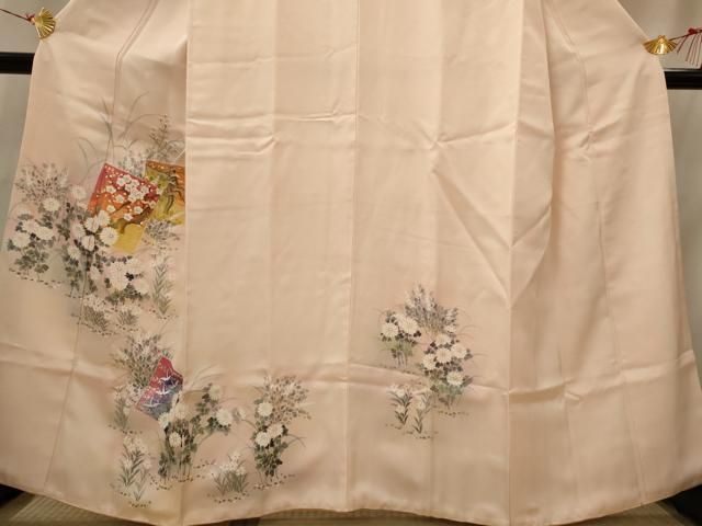 平和屋着物■訪問着　手描き　色紙飛鶴花文　暈し染め　金彩　正絹　逸品　AABI0231st 平和屋着物□訪問着 手描き 色紙飛鶴花文 暈し染め 金彩 正絹 逸品
