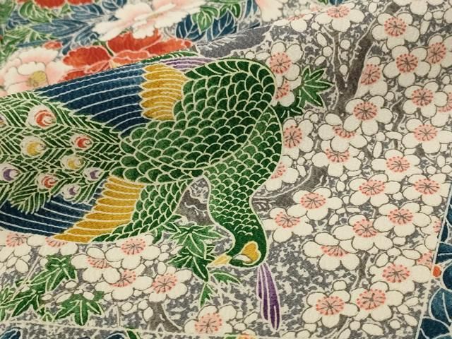 「5088_2」着物 まとめて 約25kg 金彩 など 平和屋着物□上質な小紋 切り嵌め花鳥文 金彩 正絹 逸品 未使用