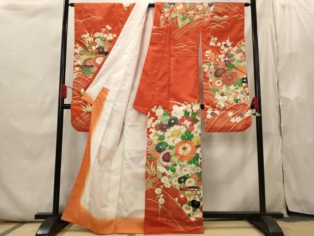 平和屋着物■振袖　駒刺繍　草花文　金彩　洗える着物　AABI0237st 平和屋着物□振袖 駒刺繍 草花文 金彩 洗える着物 AABI0237stの通販 by