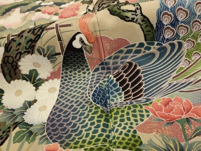 平和屋着物■豪華黒留袖　刺繍　松竹梅孔雀文　金彩　正絹　逸品　AABI0240st 平和屋着物□豪華黒留袖 駒刺繍 松竹梅 金彩 正絹 逸品 DABD3370sf