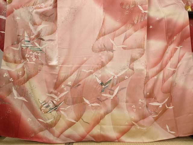 平和屋着物■豪華振袖　花鳥文　暈し染め　金銀彩　正絹　逸品　AABI0243st 平和屋着物□豪華振袖 花鳥文 暈し染め 金銀彩 正絹 逸品 AABI0243st