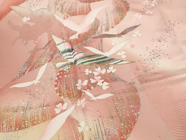 平和屋着物■豪華振袖　花鳥文　暈し染め　金銀彩　正絹　逸品　AABI0243st 平和屋着物□豪華振袖 花鳥文 暈し染め 金銀彩 正絹 逸品 AABI0243st