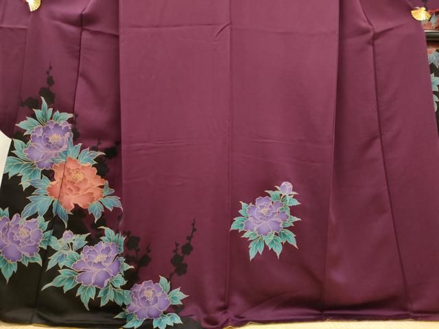 平和屋着物■豪華振袖　草花文　黒地　正絹　逸品　AABI0246st 平和屋着物□豪華振袖 草花文 黒地 正絹 逸品 AABI0246st - メルカリ