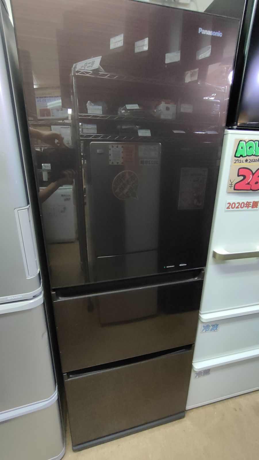 Panasonic 冷蔵庫 335L 2019年製 NR-C340GC-T 冷蔵庫 ダークブラウン NR-C340GC-T [335L /3ドア /右開きタイプ] 【お