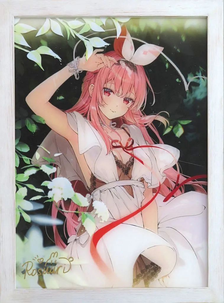 Rosuuri 直筆サイン入り　アクリルマウント　一点物 中古】置物・装飾品 Rosuuriイラスト 直筆サイン入り特大アクリル