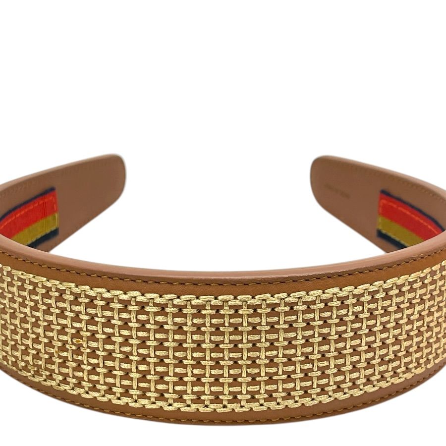 HERMES ベージュレザー エリザベスヘアバンド　カチューシャ エルメス エリザベス カチューシャ ヘアバンド ヘッドバンド ヘア