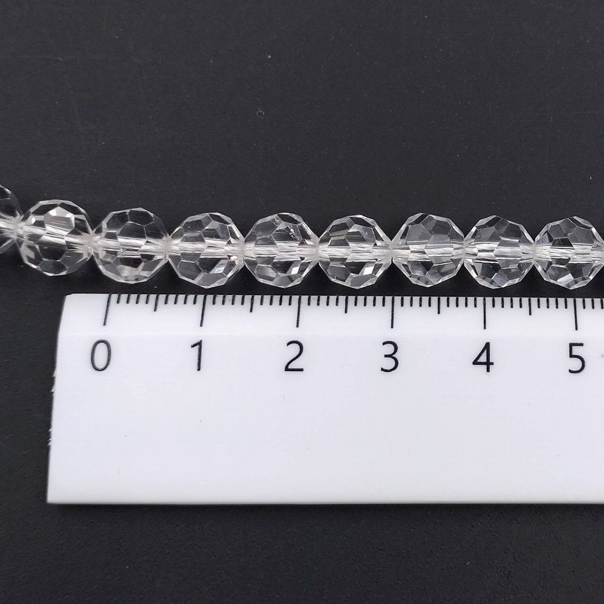 水晶 クリスタル 多面カット 8mm 連売り 約50玉 透明 クリア 1連 