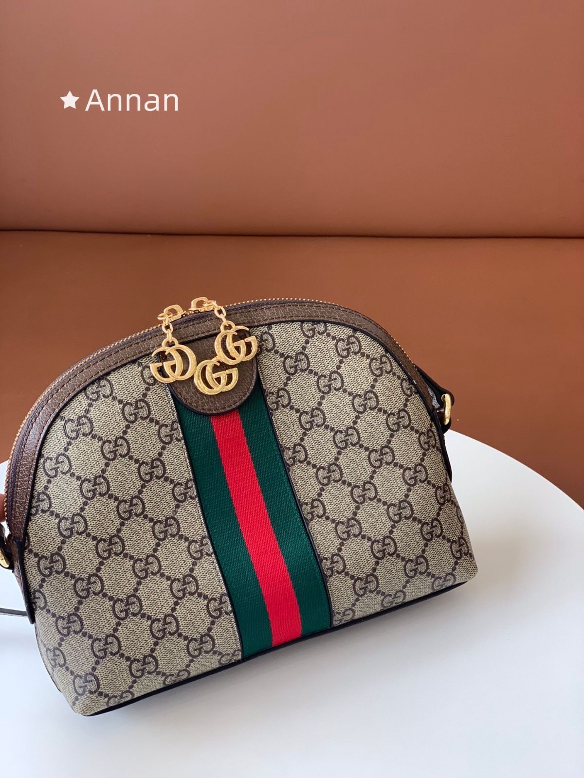 GUCCI グッチ オフィディア スモール ショルダーバッグ GGスプリーム シェリーライン ポシェット 斜め掛け PVC ベージュ モカブラウン 499621 GUCCI グッチ オフィディア スモール ショルダーバッグ GGスプリーム