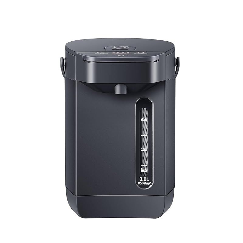 COMFEE' 電気ポット 電動お湯ポット 3L マイコン 保温温度調整 安全ロック 湯量選択 機能 省エネ インディゴグレー 1